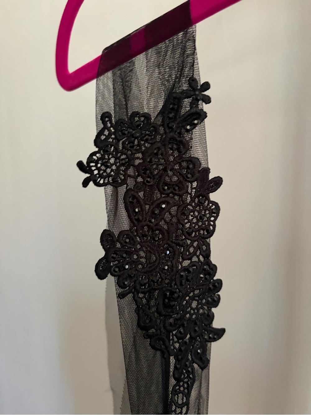 Black Floral Lace Appliqué Scarf